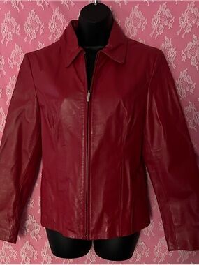 Colebrook Red Leather Zip-Up Jacket